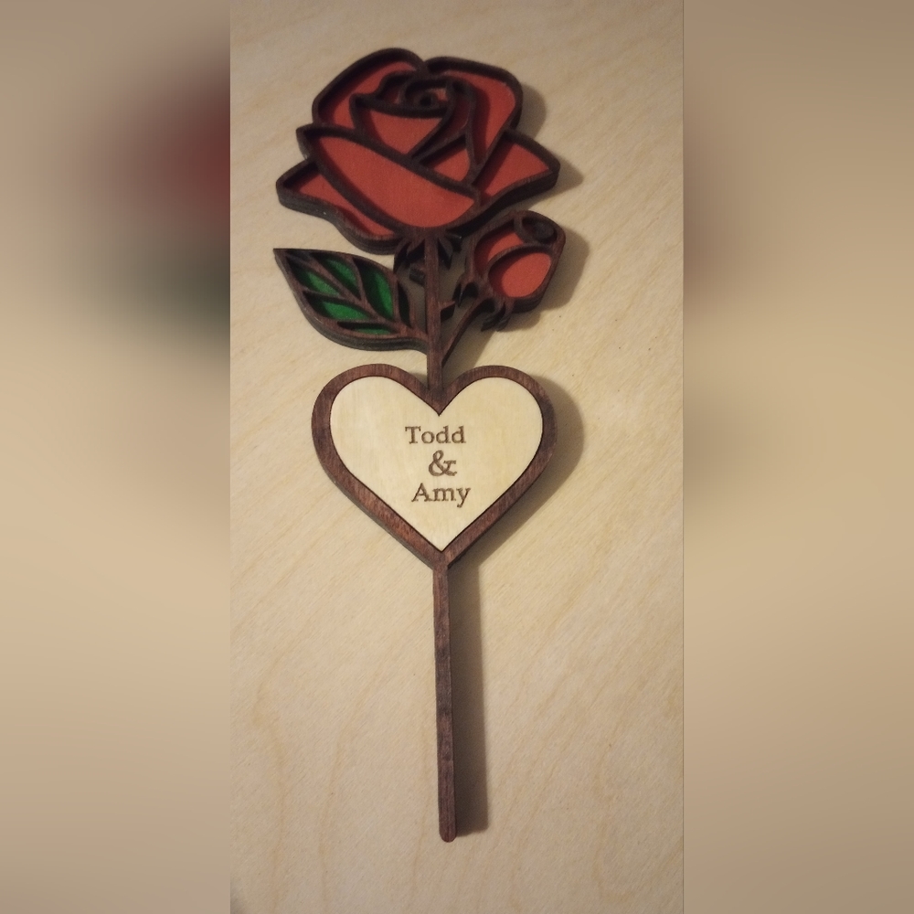 Personalizable Couples Wood Rose Keepsake Gift